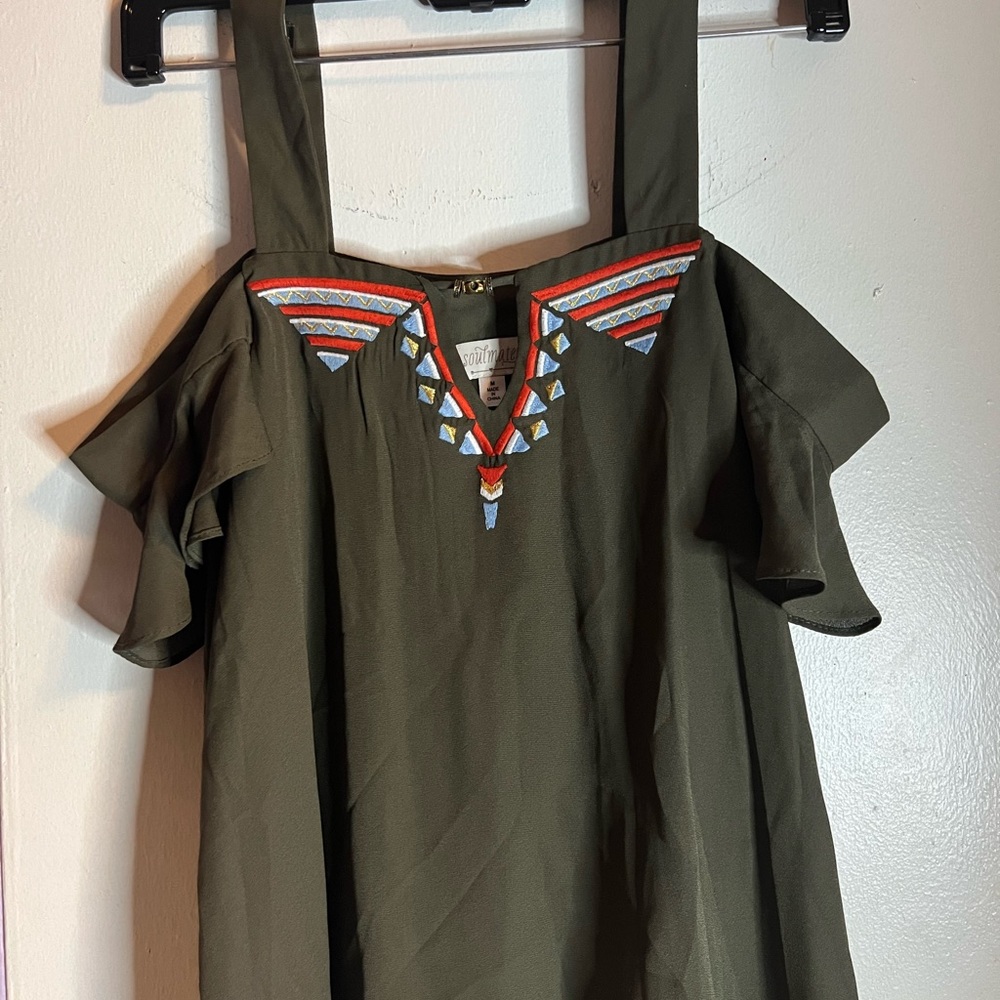 Military Green off the Shoulder Blouse
